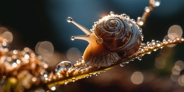 Realistic snail in nature