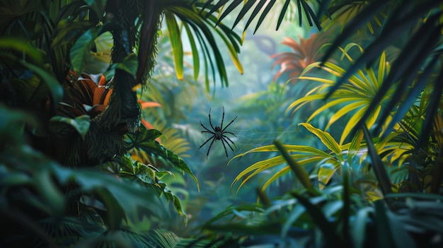 Free photo realistic spider in nature