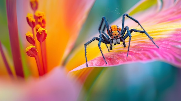 Foto gratuita ragno realistico in natura