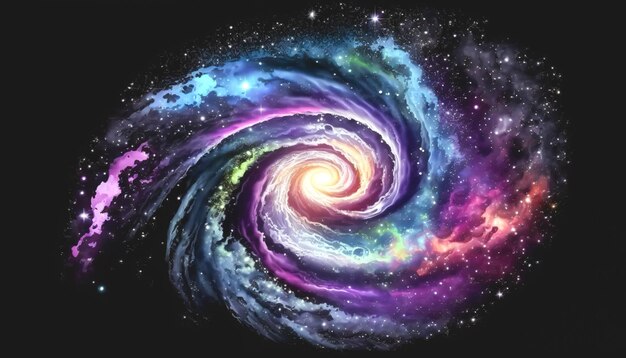 Realistic spiral galaxy with stars generative AI