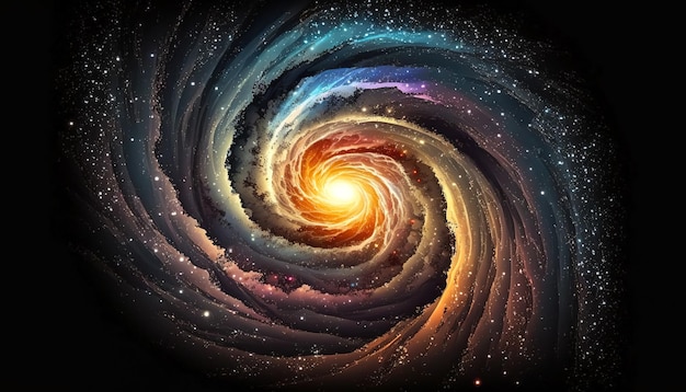 Реалистичная спиральная галактика со звездами, генерирующим AI