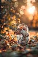 Foto gratuita squirrello realistico nell'habitat naturale