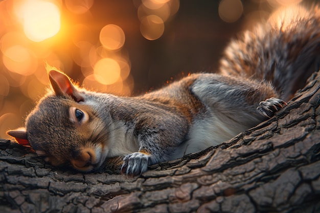 Foto gratuita squirrello realistico nell'habitat naturale