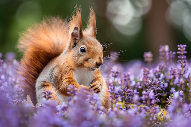 Foto gratuita squirrello realistico nell'habitat naturale