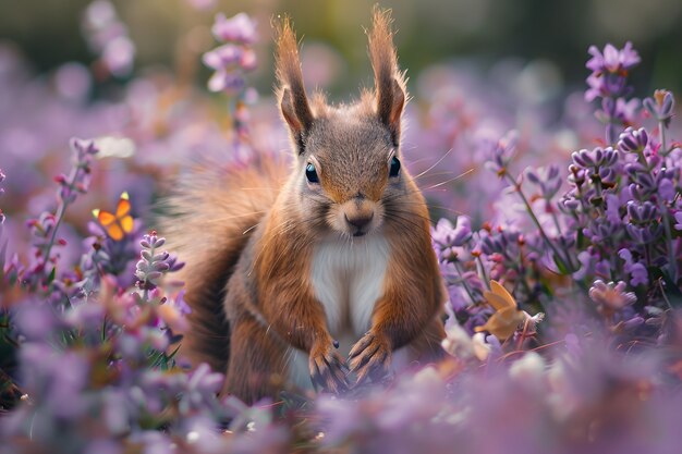 Foto gratuita squirrello realistico nell'habitat naturale