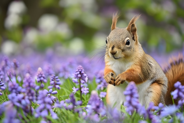 Foto gratuita squirrello realistico nell'habitat naturale