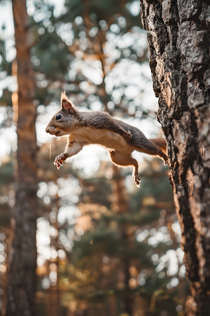 Realistic squirrel in natural setting