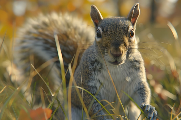 Foto gratuita squirrello realistico in un ambiente naturale