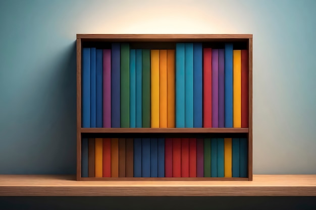 Free photo realistic stacked books on a shelf