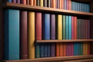 Free photo realistic stacked books on a shelf