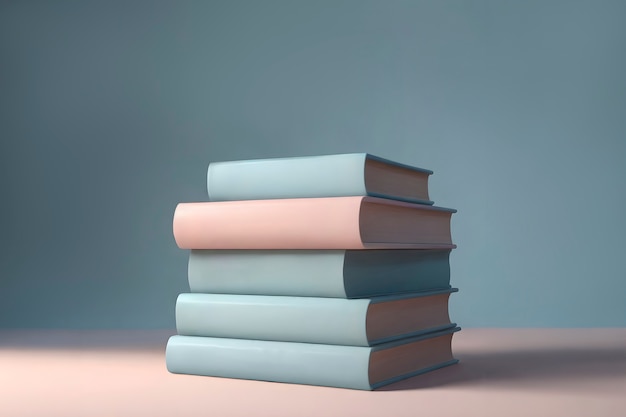 Realistic stacked books on a table