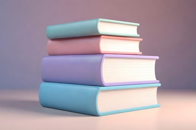 Free photo realistic stacked books on a table