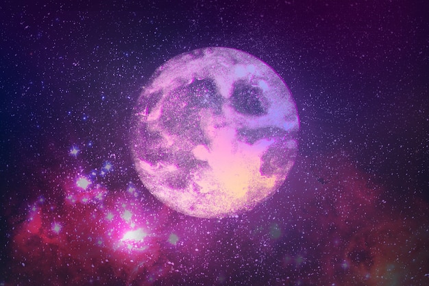 Realistic super moon on sky background