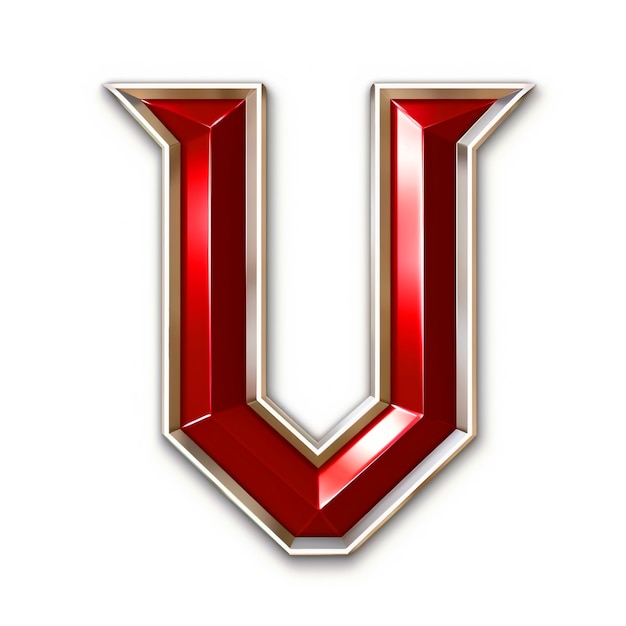 Free photo realistic u letter with red surface