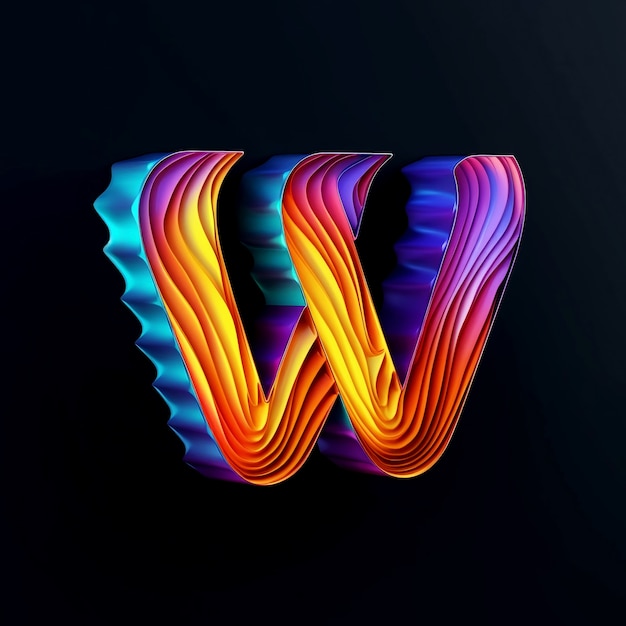 Realistic w letter with fluid shapes