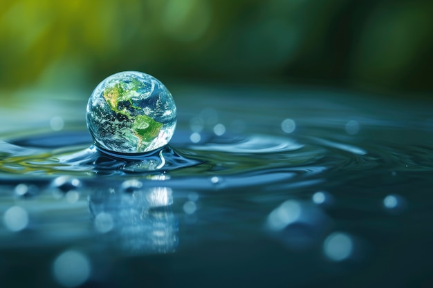 Free photo realistic water drop with an ecosystem