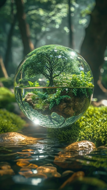 Free photo realistic water drop with an ecosystem