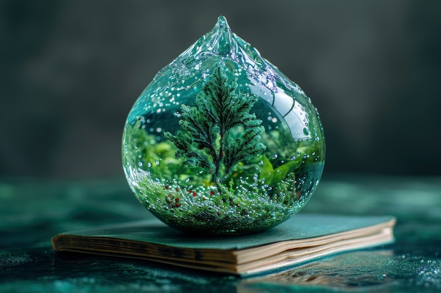 Free photo realistic water drop with an ecosystem