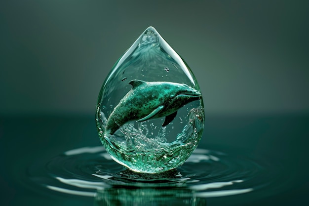 Free photo realistic water drop with an ecosystem