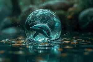 Free photo realistic water drop with an ecosystem