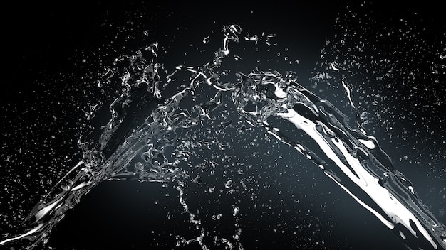 Realistic water splash on dark background