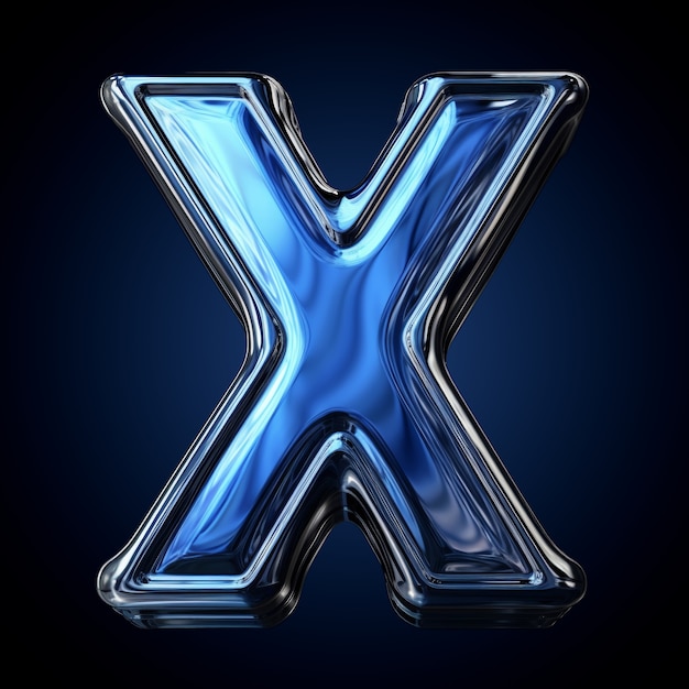 Free photo realistic x letter with shiny surface