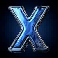 Бесплатное фото Реалистичная буква x с блестящей поверхностью