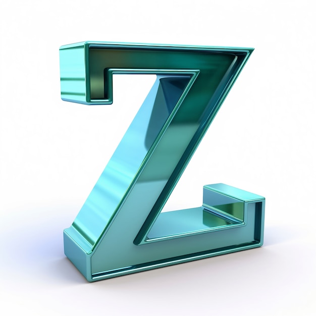 Free photo realistic z letter with metallic surface