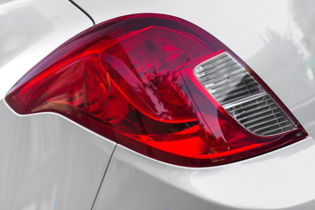 Rear light on silver automobile