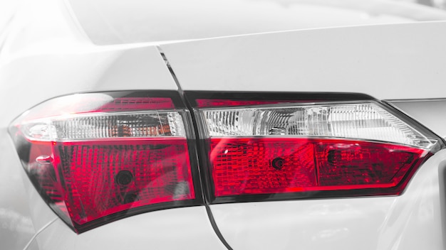 Rear light on white car