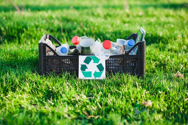 recycle concept with box of rubbish