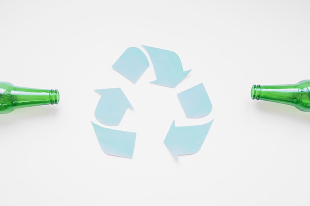 Recycle logo with bottles 