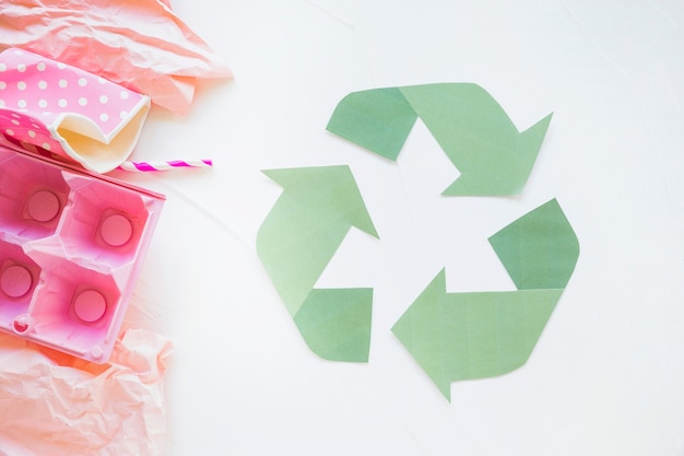 Recycle logo with colorful trash