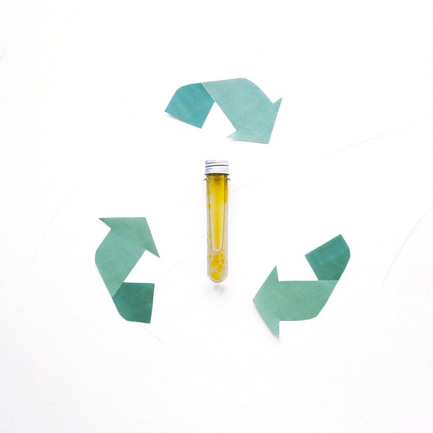 Recycle logo with oil capsule 