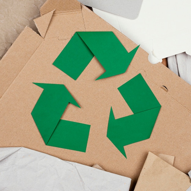 Recycling concept flat lay