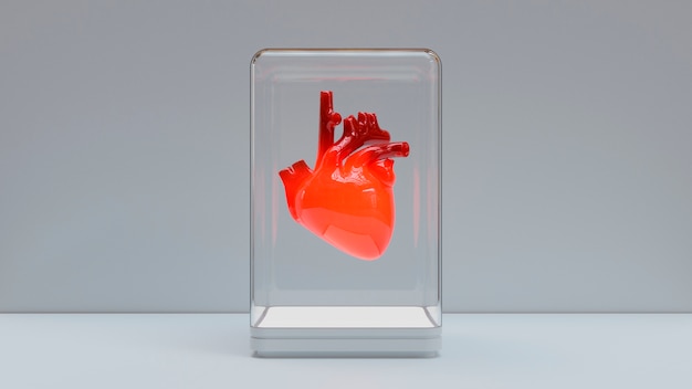 Бесплатное фото Красное анатомическое сердце в банке