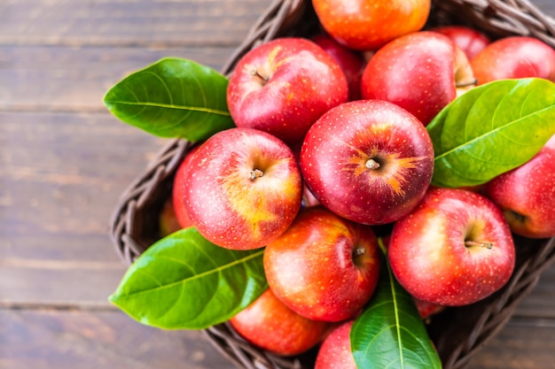 Red apple in basket