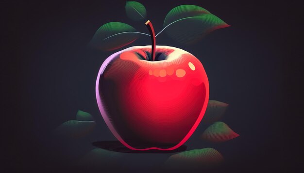 Red apple on a dark background generative AI