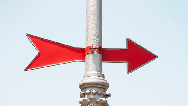 Red arrow direction on a pole