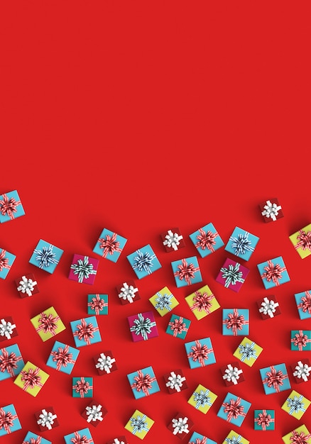 Free photo red background with gifts