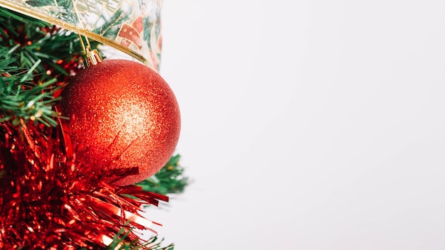 Red ball on christmas tree