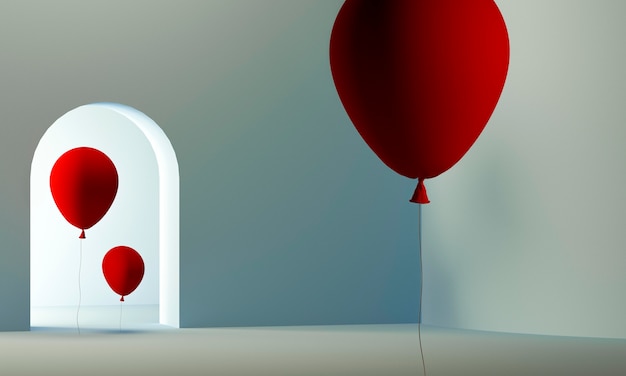 Red balloons inside room