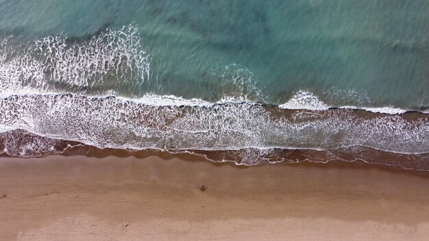 red beach photographed by a drone