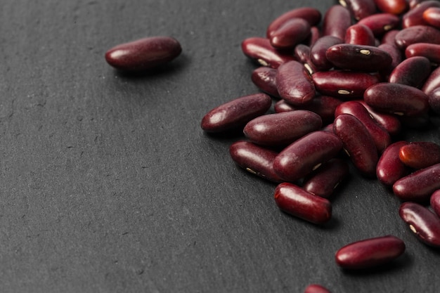 Red beans on the black table