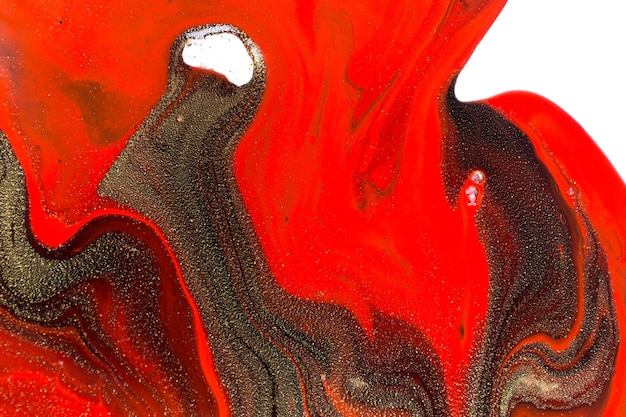 Красный черный и золотой мрамор жидкая текстура