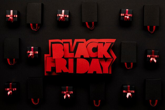 Free Photo red black friday and gift boxes