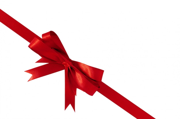 Free photo red bow gift ribbon corner diagonal