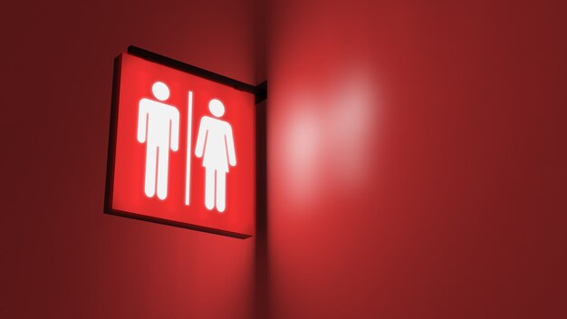 Red bright bathroom symbols