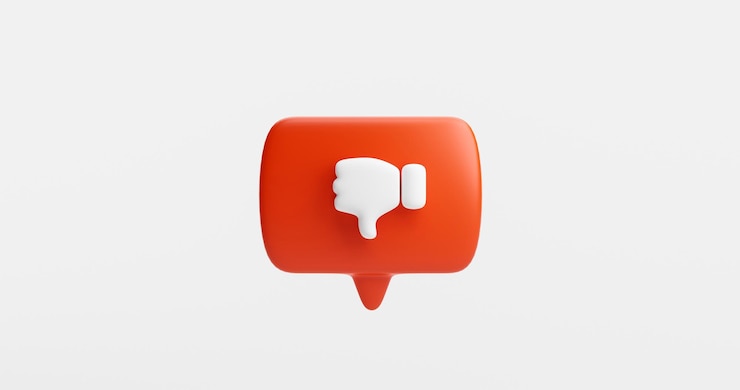 Free Photo red bubble dislike button or icon thumbs down or unlike sign feedback concept on white background 3d rendering