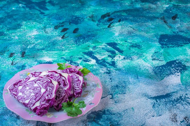 Red cabbage and parsley on a plate 